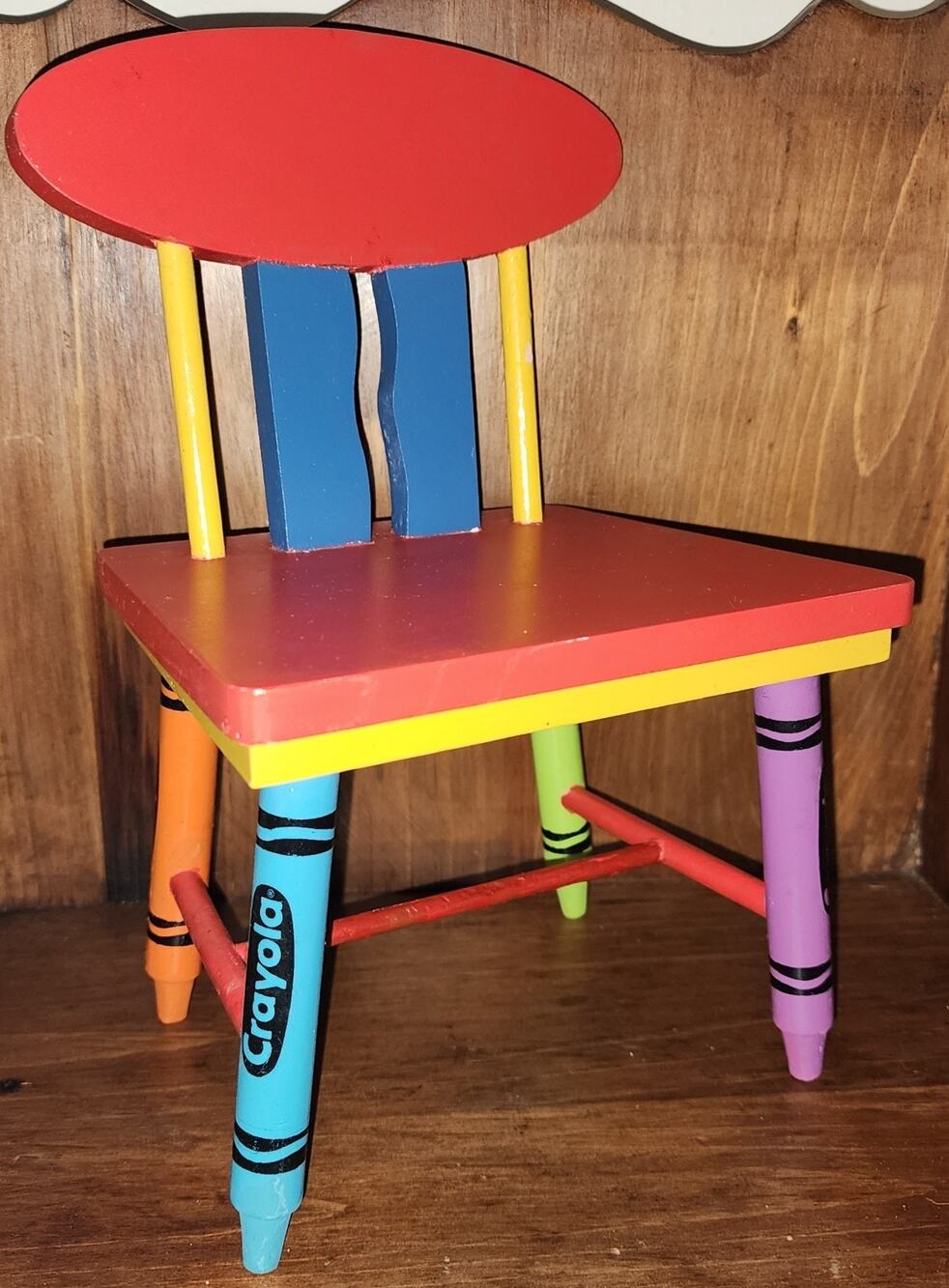 Vintage 1999 Hallmark Crayola Crayon Wooden Chair for Doll Or Plush Toys